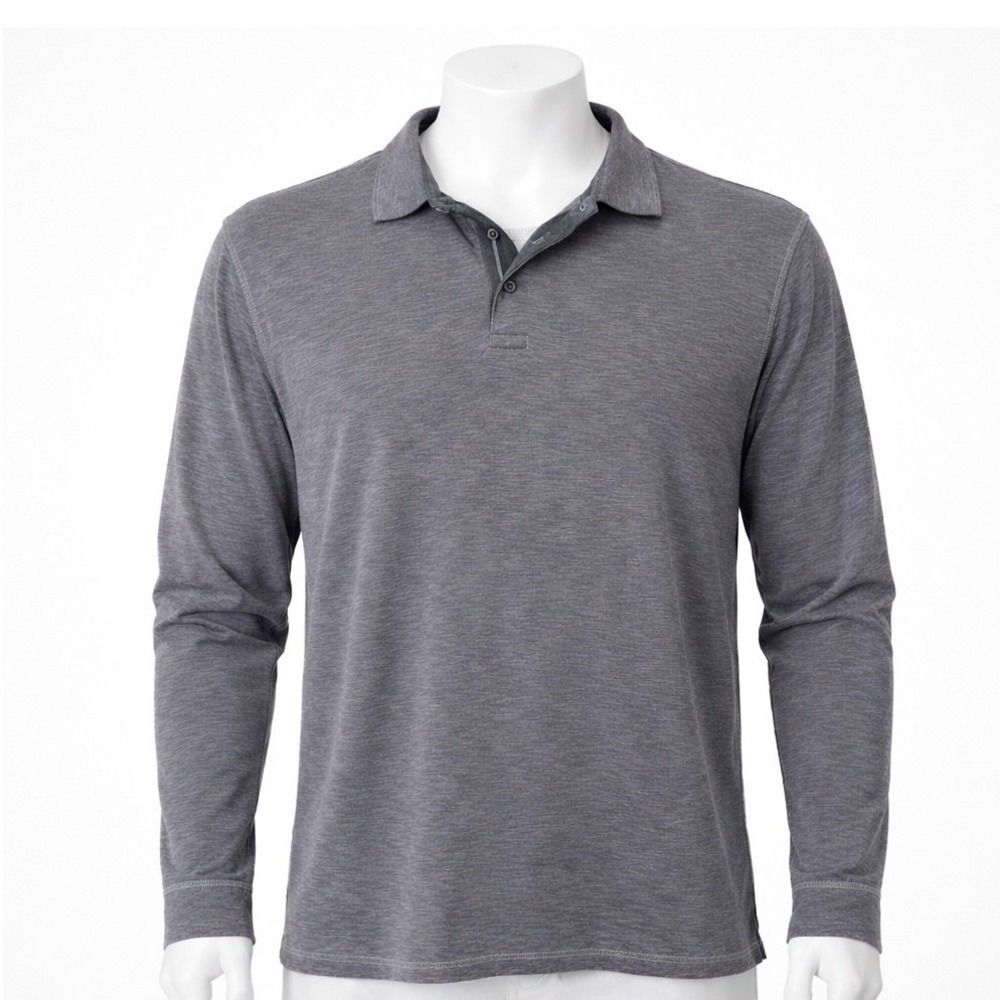Tommy Bahama Paradise Polo Long Sleeve Shirt‎ Men's XXL Gray Slub Collared